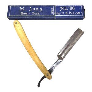 Antique M. Jung Wester Bros Anchor Brand Straight Razor With Yellow Handle READ